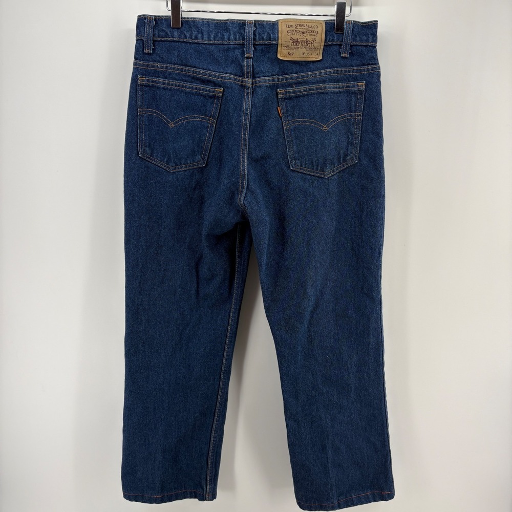 Vintage Levis 517 Jeans W35 L34 Orange Tab Bootcut Denim Made USA Western - Picture 5 of 16